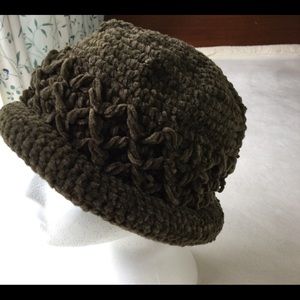 Olive green super soft knit hat size L